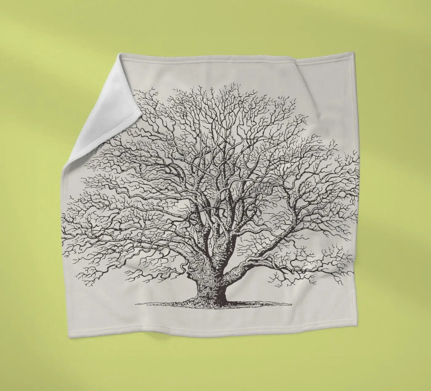 Winter Oak Tree Sketch fleecedeken van Apolo Prints