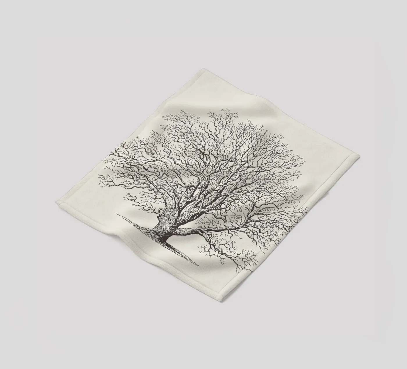 Winter Oak Tree Sketch fleecedeken van Apolo Prints