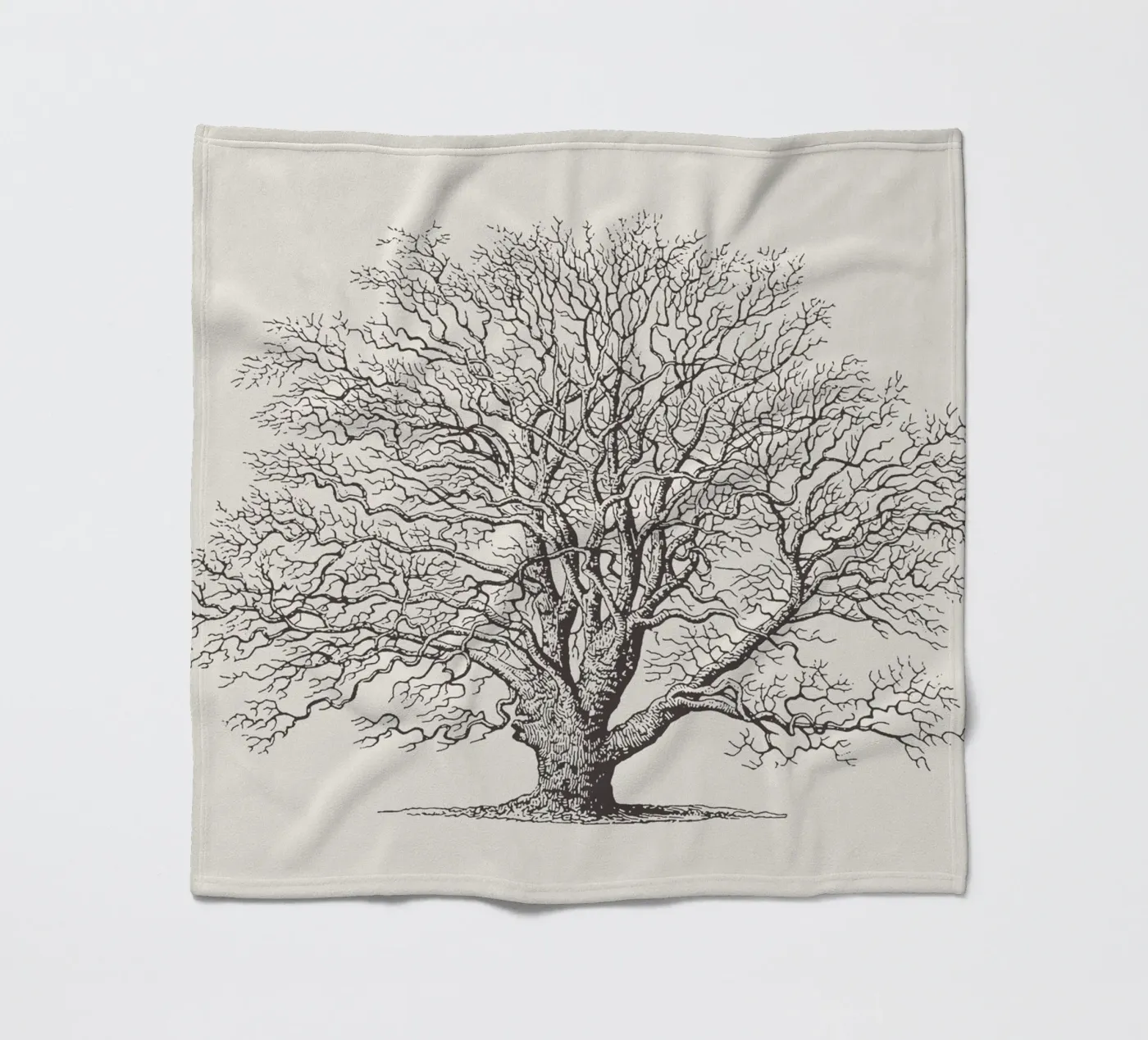 Winter Oak Tree Sketch fleecedeken van Apolo Prints