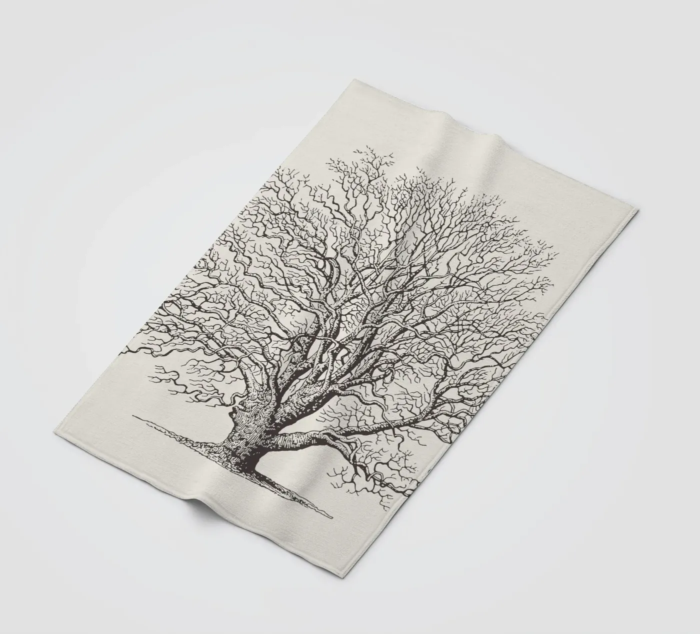 Winter Oak Tree Sketch fleecedeken van Apolo Prints