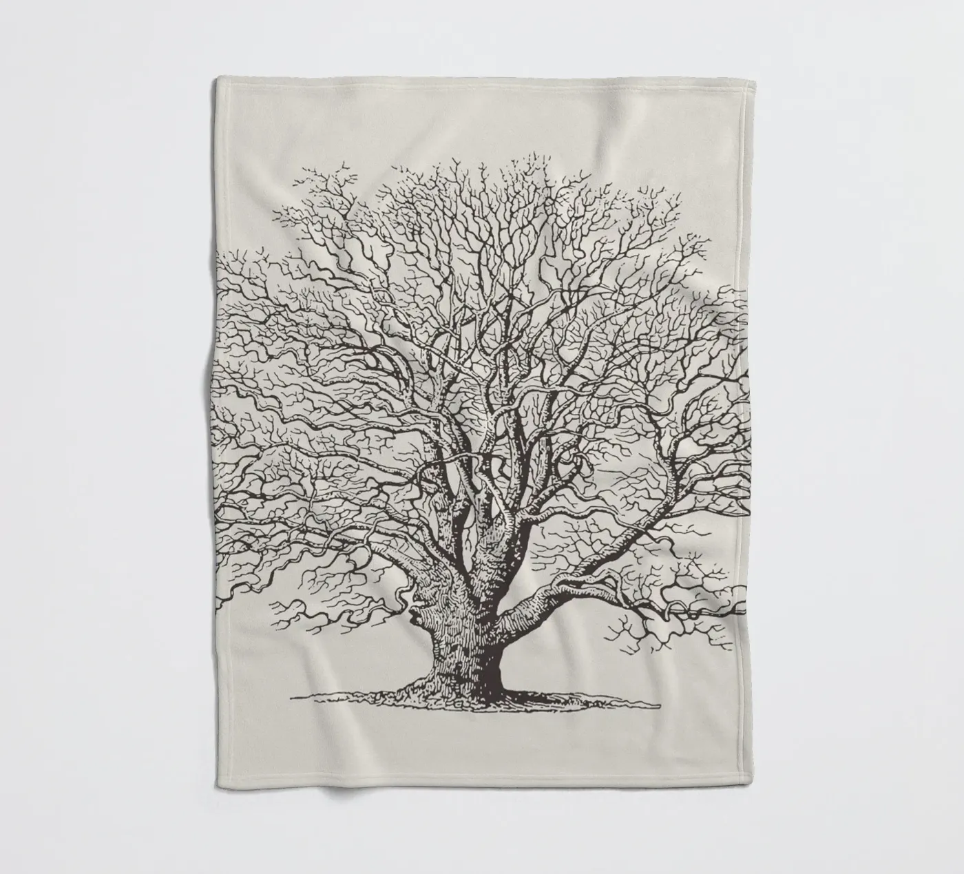 Winter Oak Tree Sketch fleecedeken van Apolo Prints
