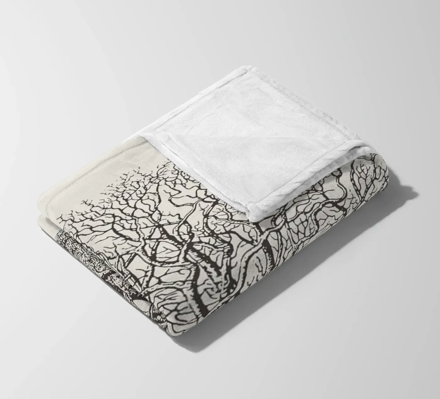 Winter Oak Tree Sketch fleecedeken van Apolo Prints