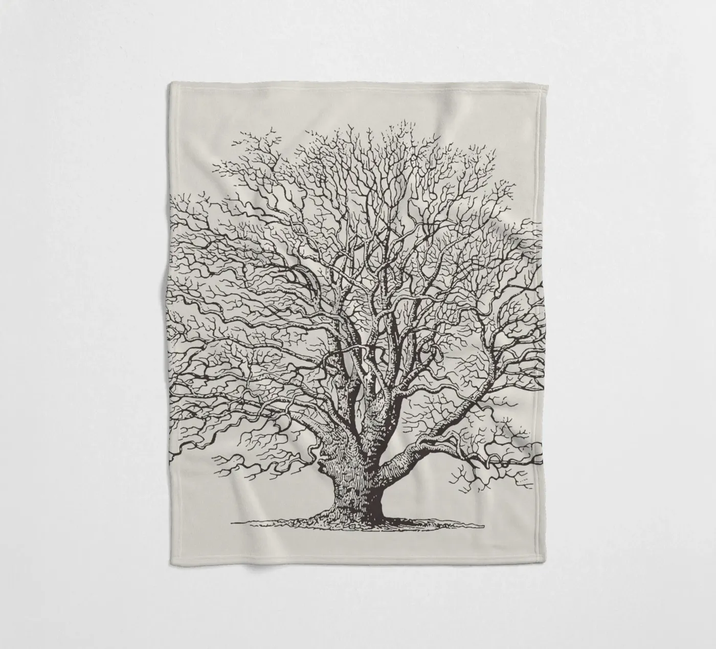Winter Oak Tree Sketch fleecedeken van Apolo Prints