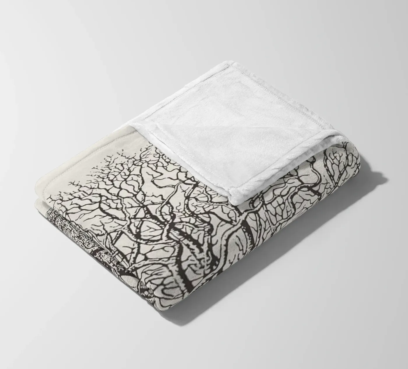 Winter Oak Tree Sketch fleecedeken van Apolo Prints
