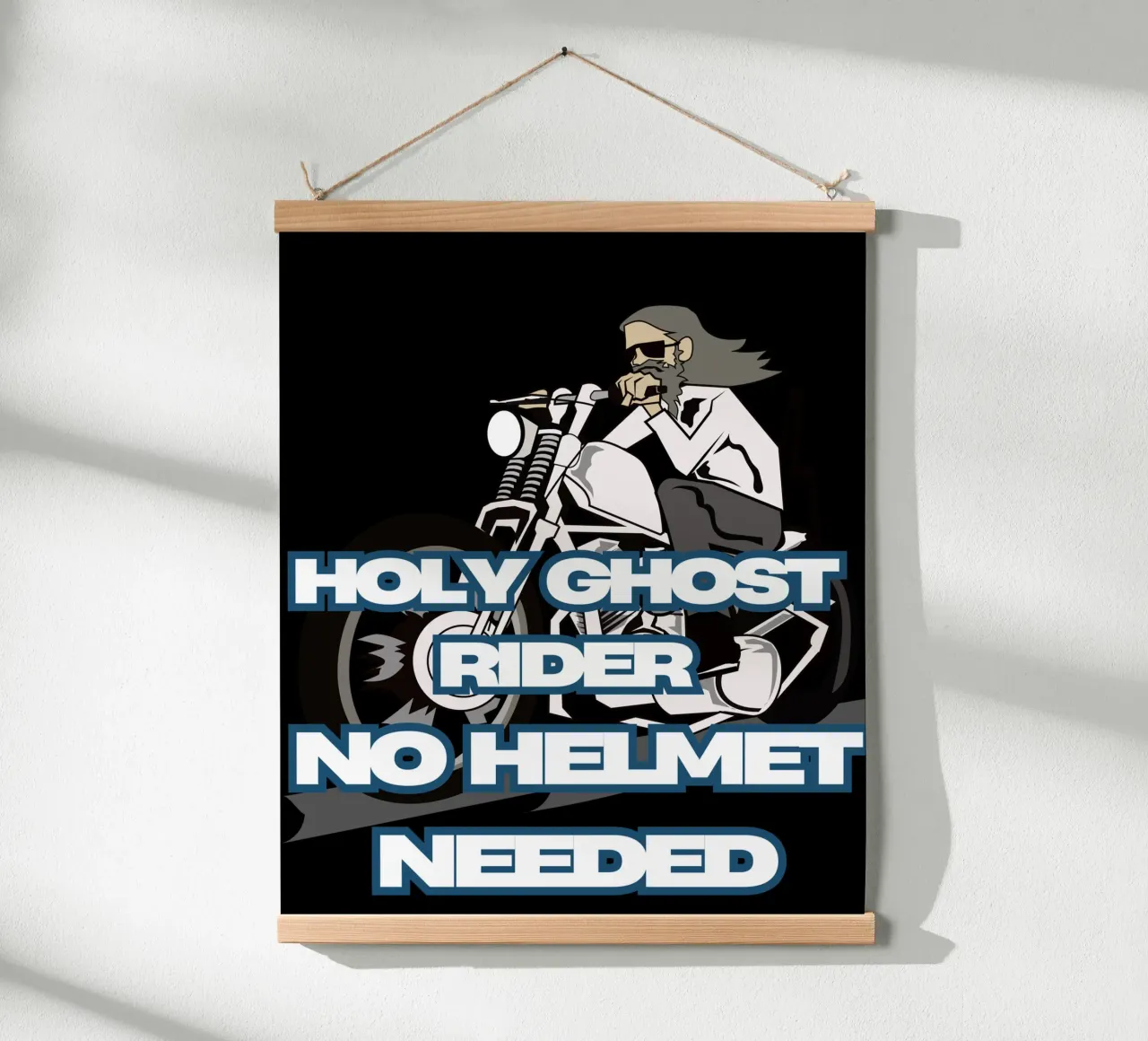 Holy Ghost Rider no helmet Tee Abbigliamento cristiano fedeUnisex poster con telaio in plastica da Lionandlamb
