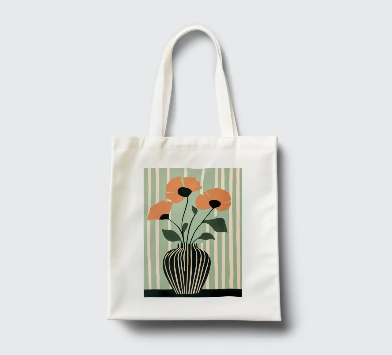 Vaso floreale con papaveri arancioni borsa in juta da Melloi Art Print