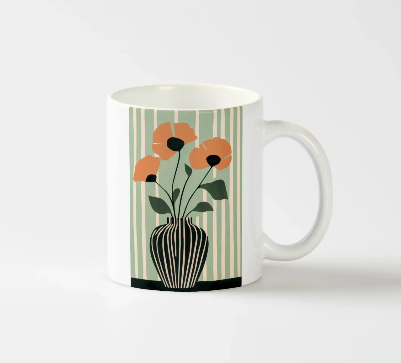 Vaso floreale con papaveri arancioni tazza in ceramica da Melloi Art Print