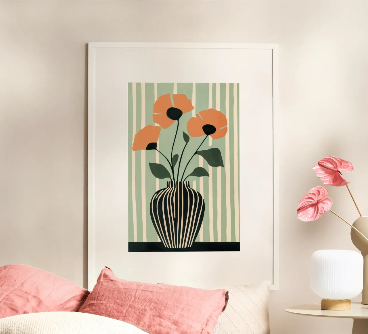 Florero con amapolas naranjas poster de Melloi Art Print