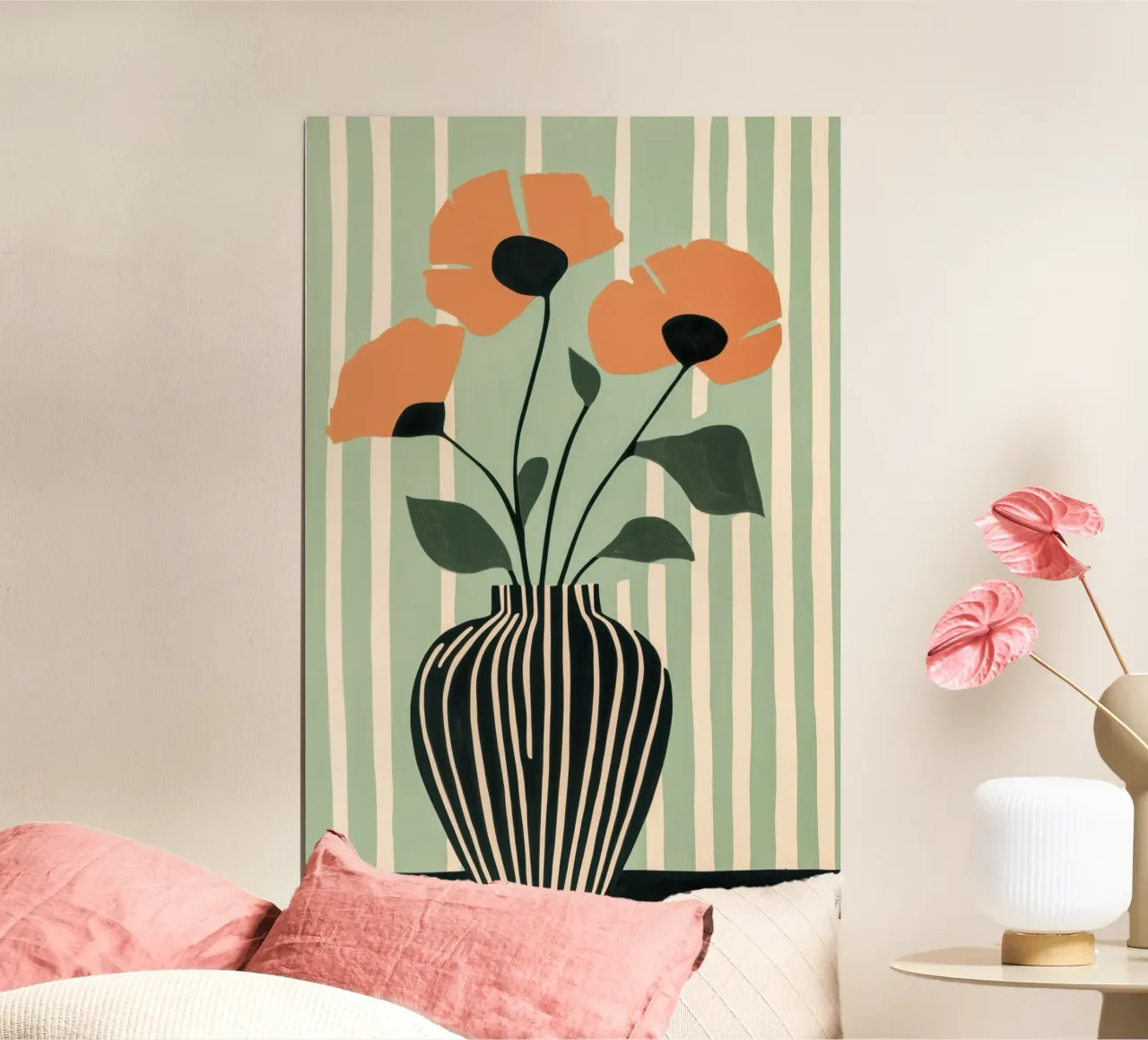 Florero con amapolas naranjas poster de Melloi Art Print