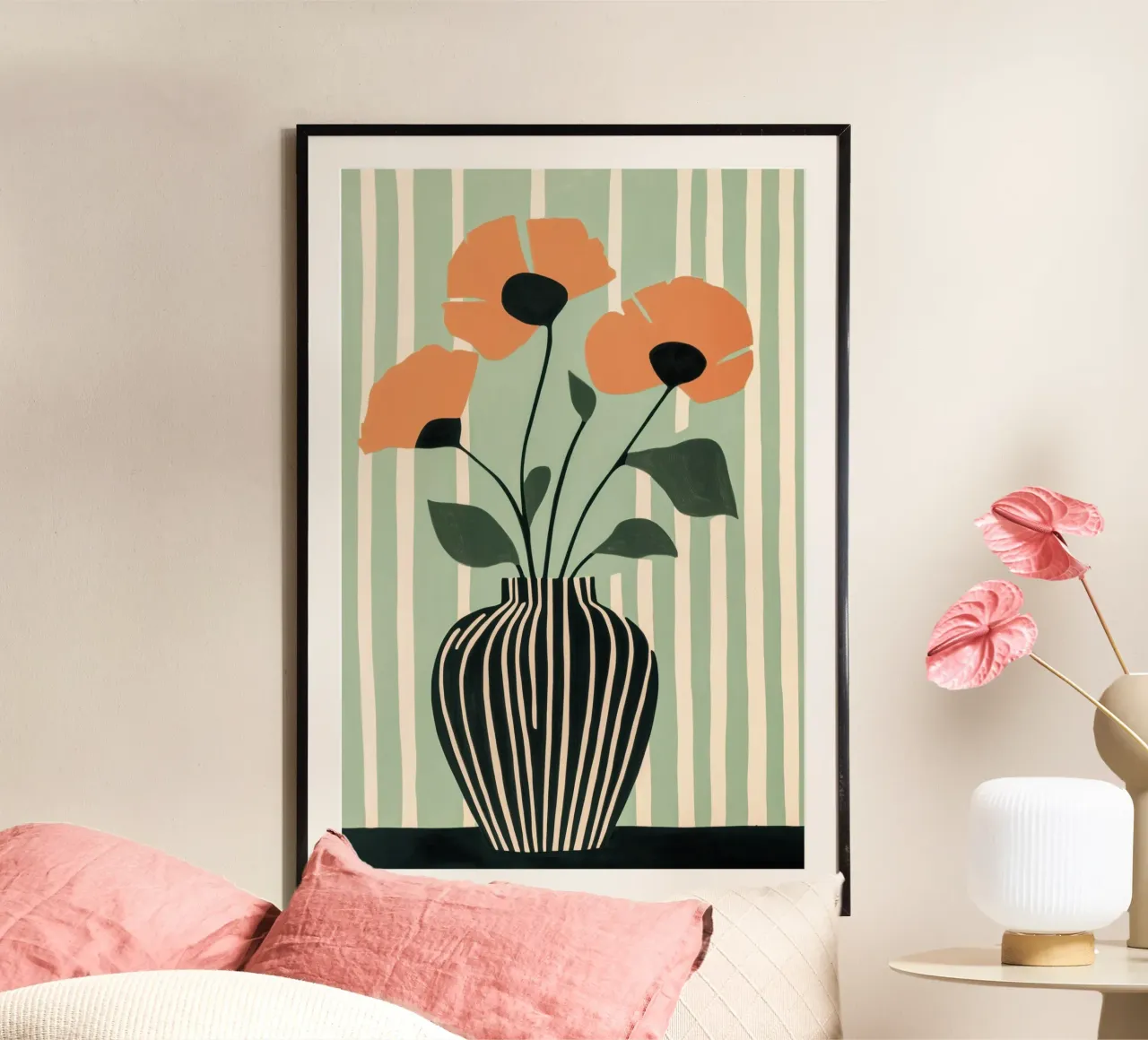 Florero con amapolas naranjas poster de Melloi Art Print