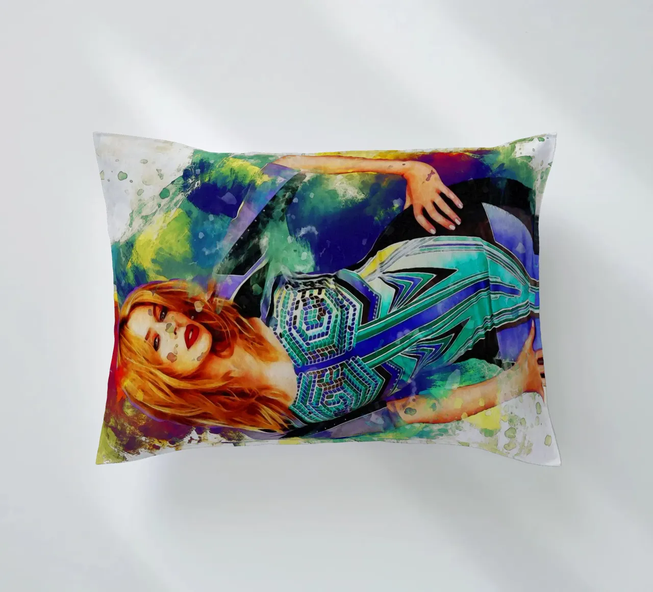 Macchia di ritratto Kylie Minogue cuscino da Gunawan Rb