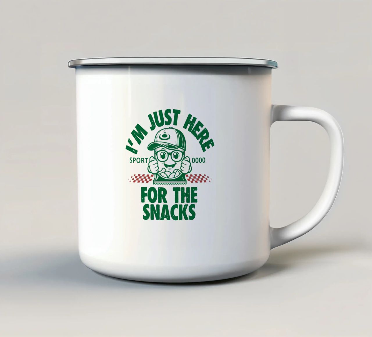 I'M JUST HERE FOR THE SNACKS tazza in smalto da edsonramosart