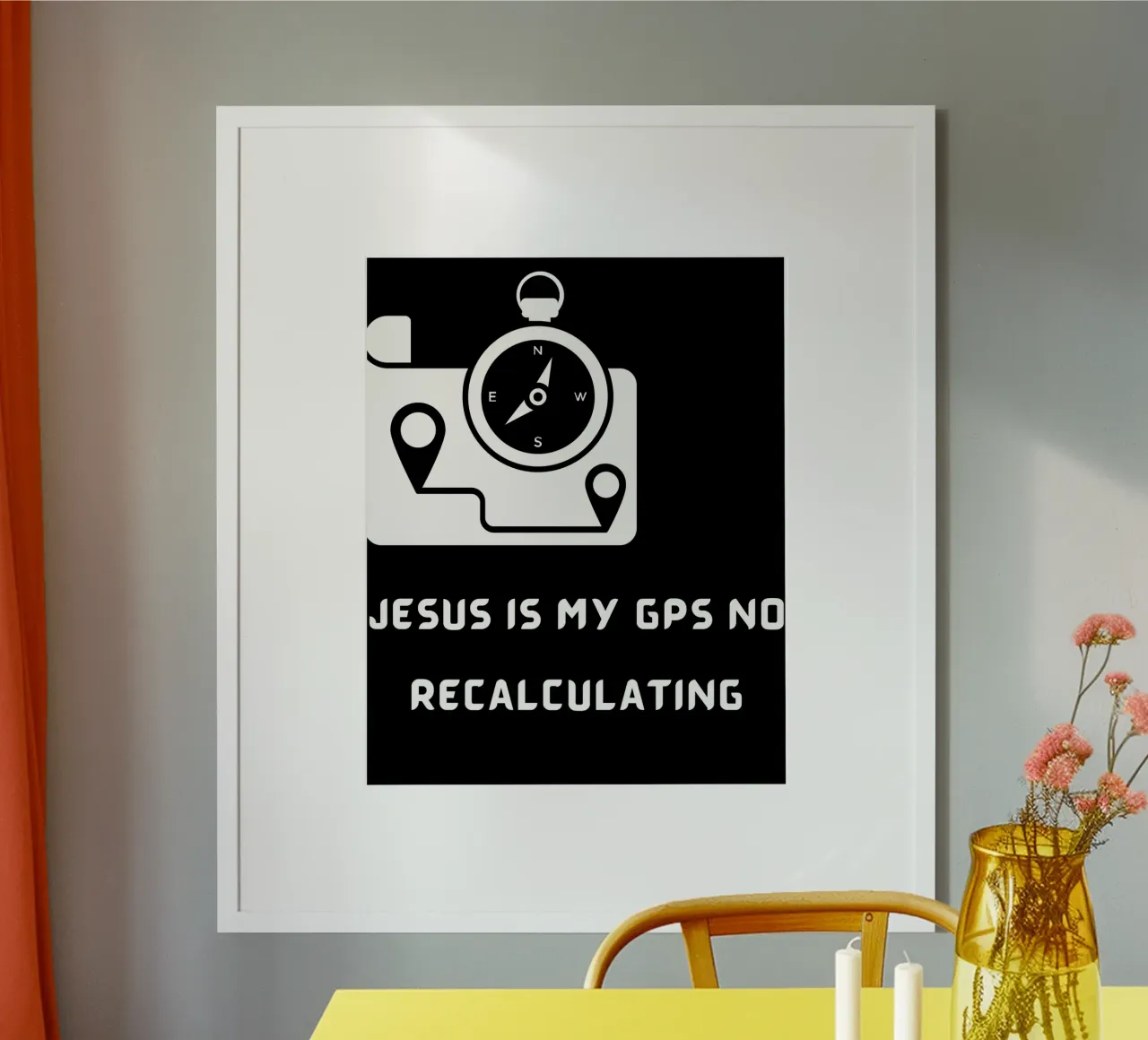 Gesù è il mio GPS nessun ricalcolo Te abbigliamento cristiano Unisex poster con telaio in legno da Lionandlamb