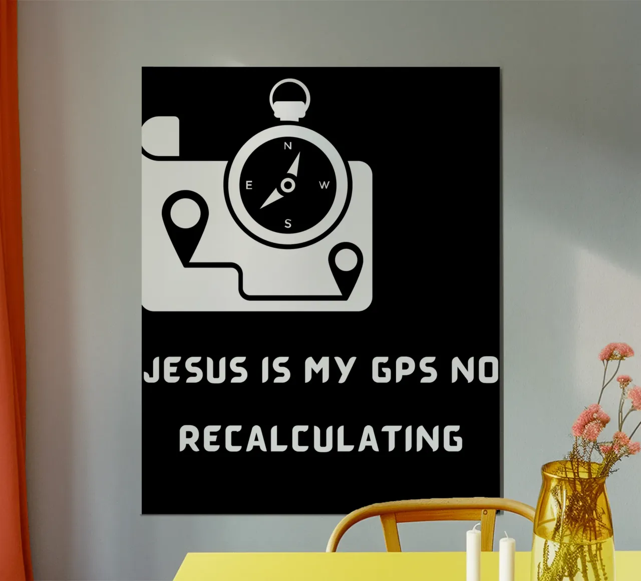 Gesù è il mio GPS nessun ricalcolo Te abbigliamento cristiano Unisex poster con telaio in legno da Lionandlamb