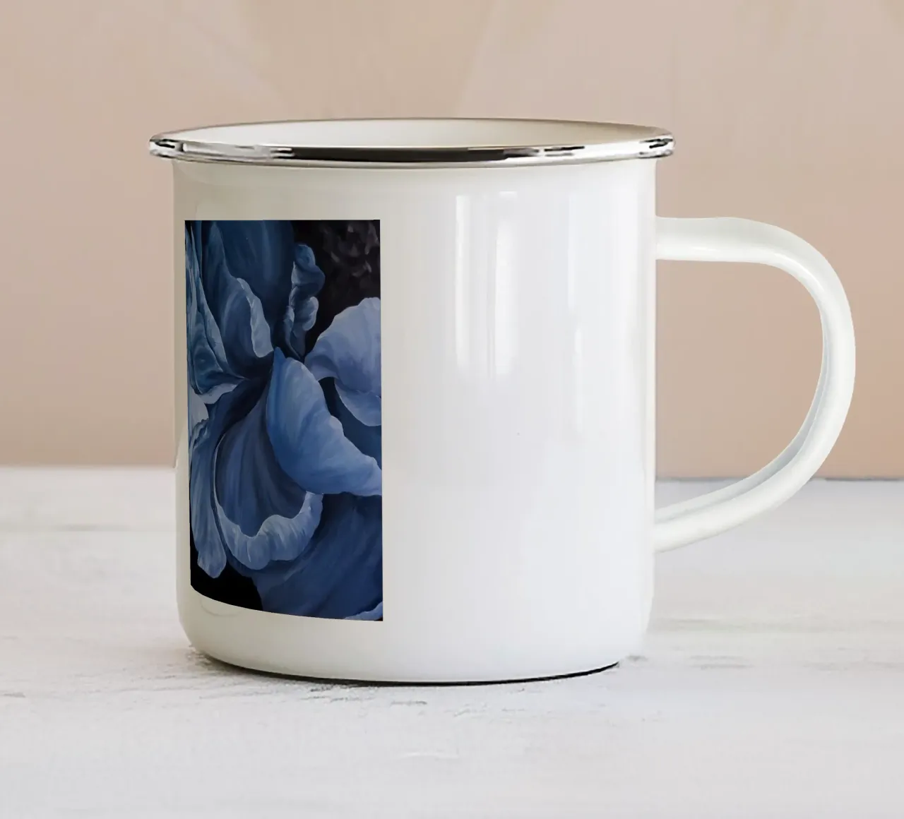 Fiori blu tazza in smalto da Variel