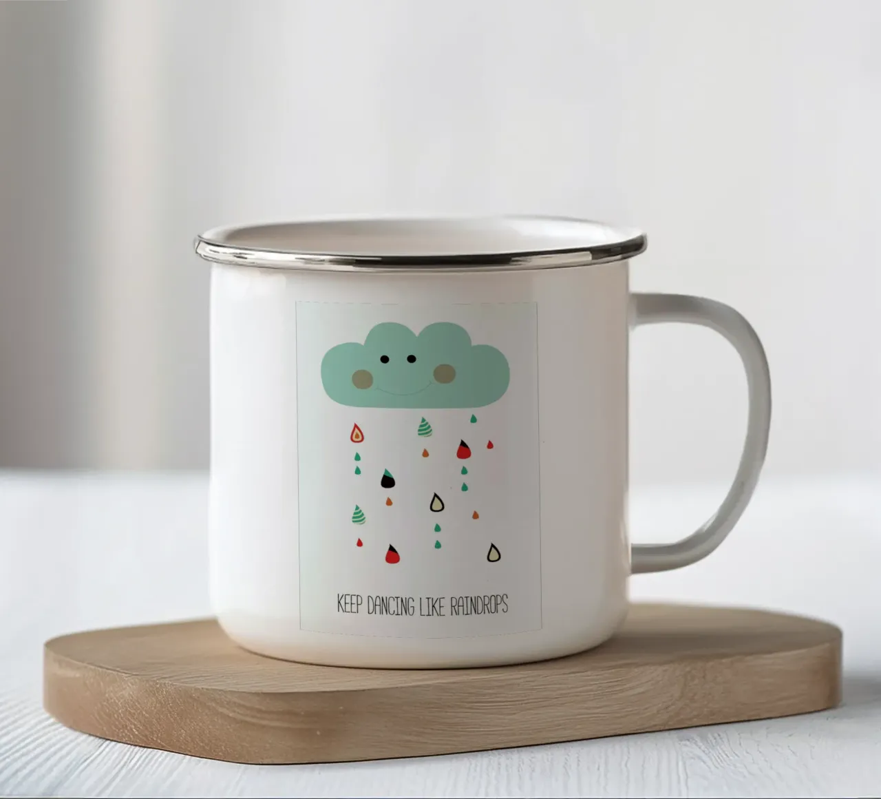 Keep Dancing Like Raindrops tazza in smalto da Sabrina Ziegenhorn