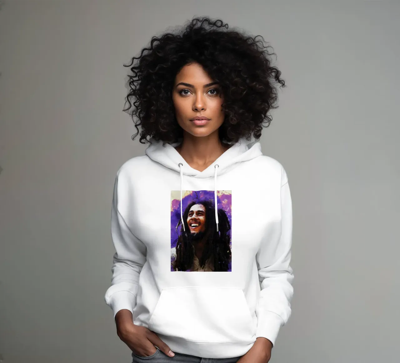 La tache du portrait Bob Marley sweat à capuche de Gunawan Rb