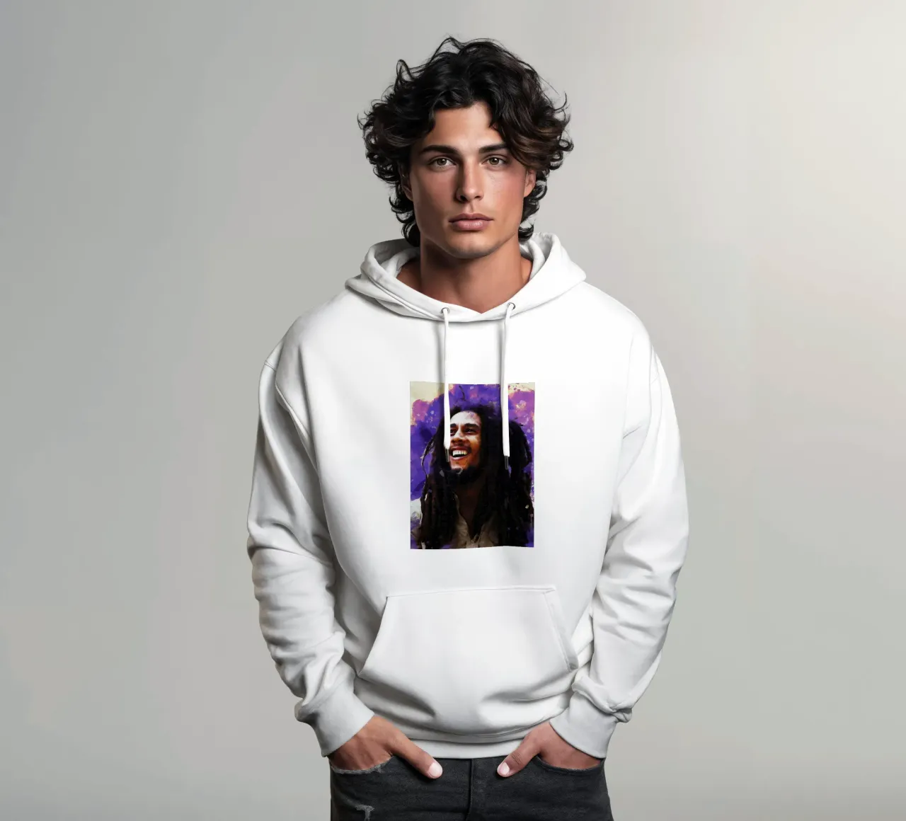 La tache du portrait Bob Marley sweat à capuche de Gunawan Rb