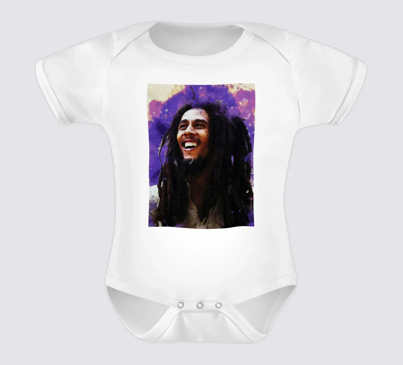 Smudge of Portrait Bob Marley short-sleeve baby romper by Gunawan Rb