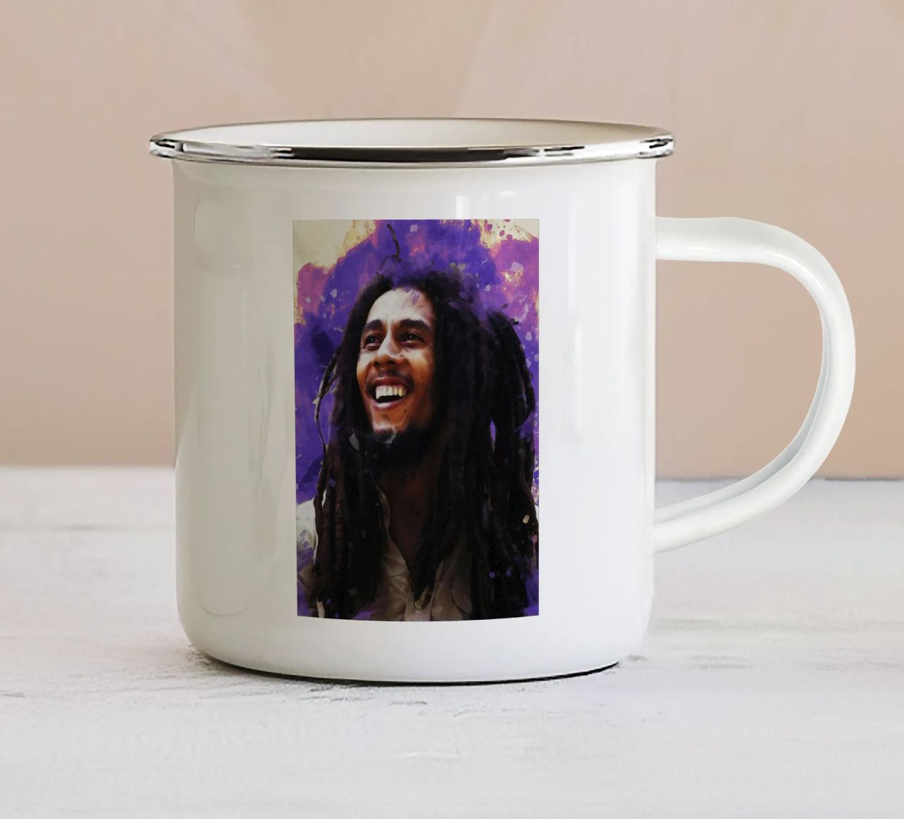 Macchia di ritratto Bob Marley tazza in smalto da Gunawan Rb