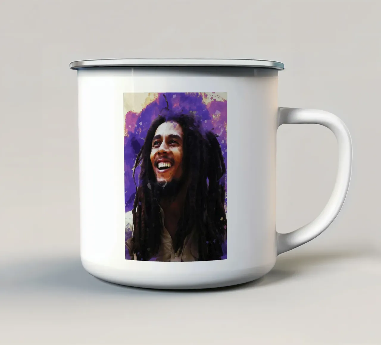 Mancha de retrato Bob Marley taza de esmalte de Gunawan Rb