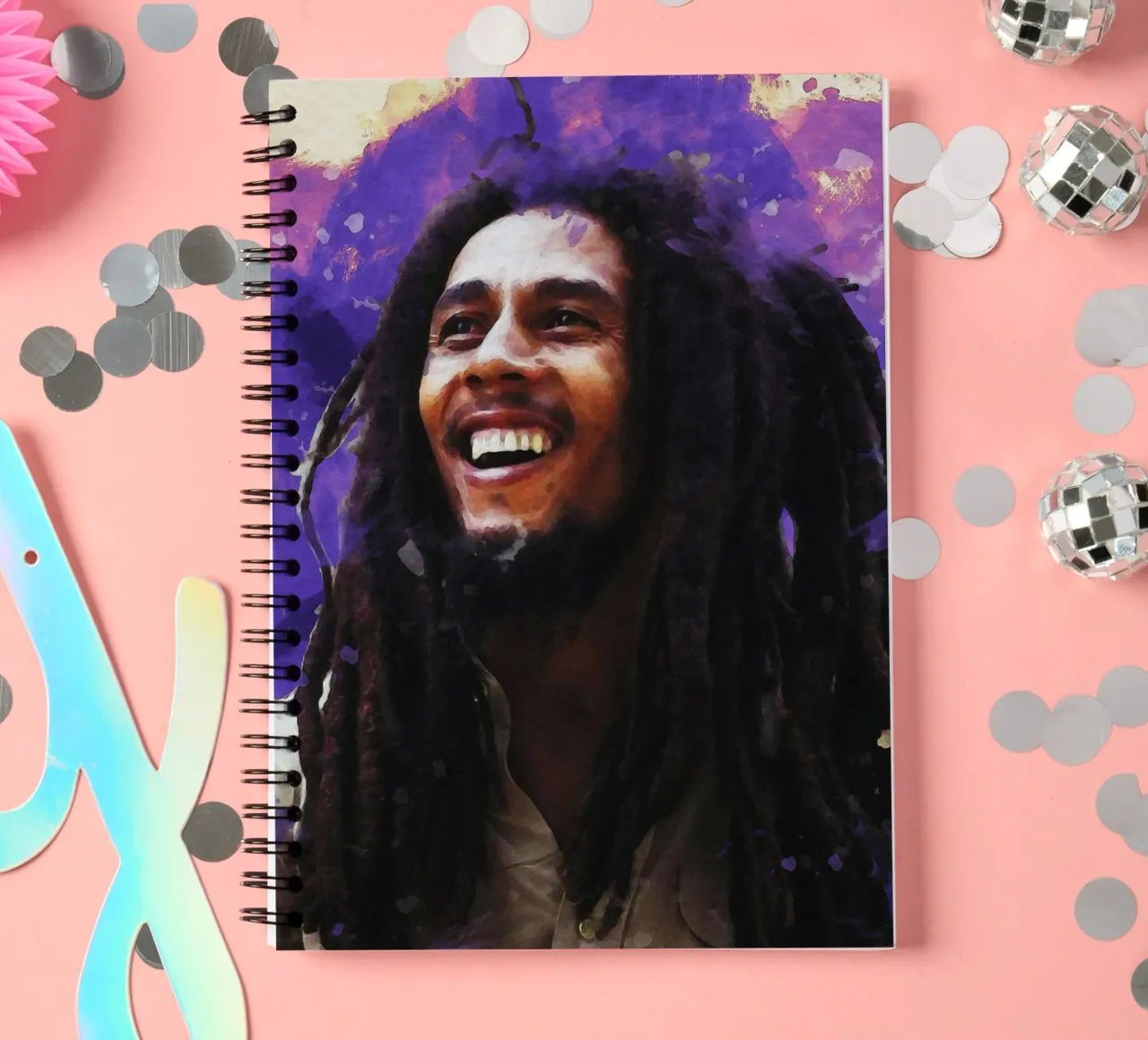 Smudge of Portrait Bob Marley spiral notebook by Gunawan Rb