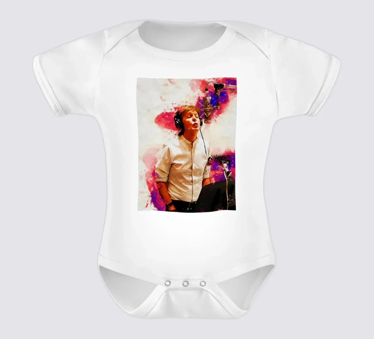 Smudge of Portrait Paul Mccartney in Studio short-sleeve baby romper by Gunawan Rb
