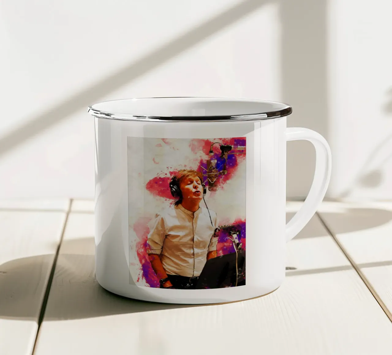 Smudge van portret Paul Mccartney in studio emaille mok van Gunawan Rb