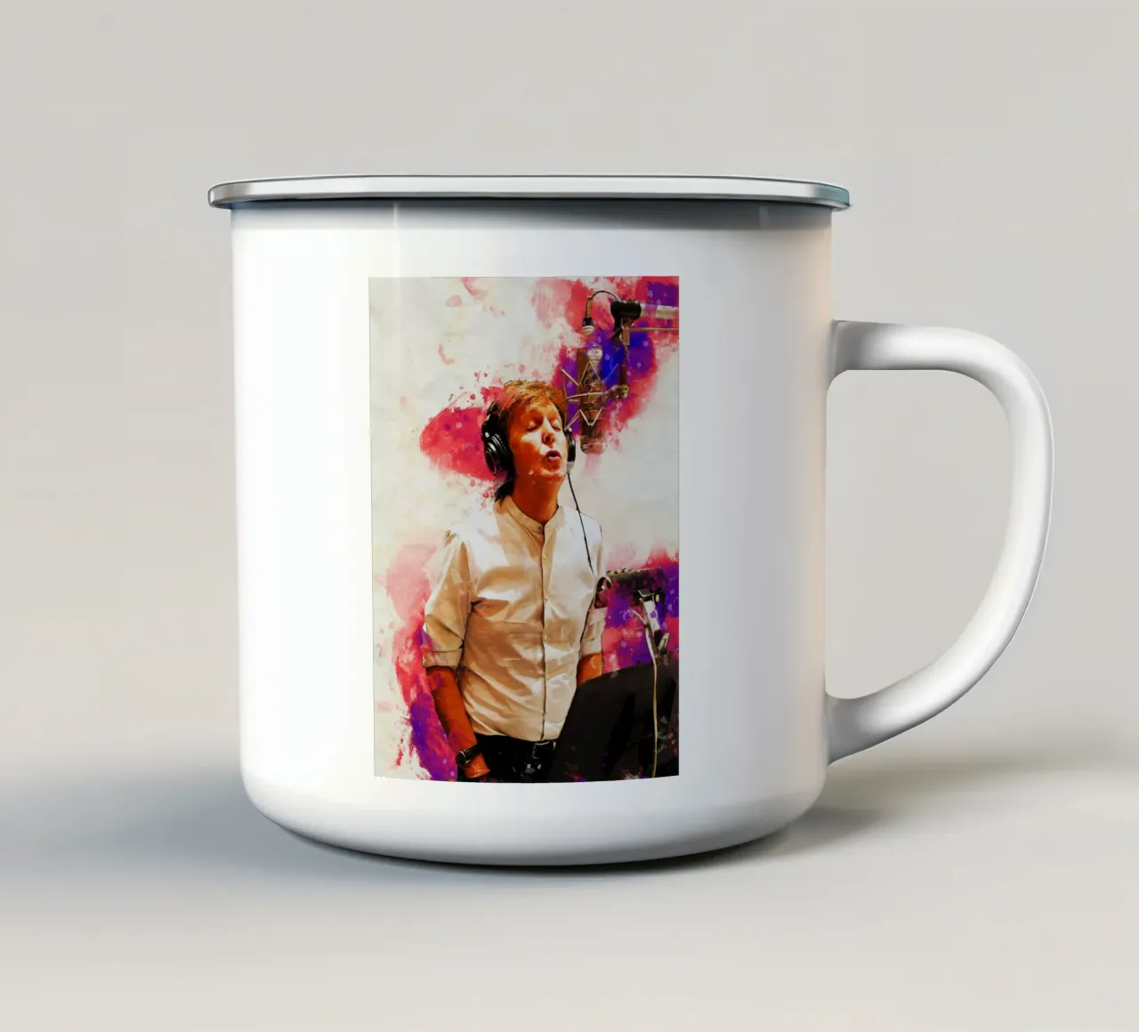 Smudge van portret Paul Mccartney in studio emaille mok van Gunawan Rb