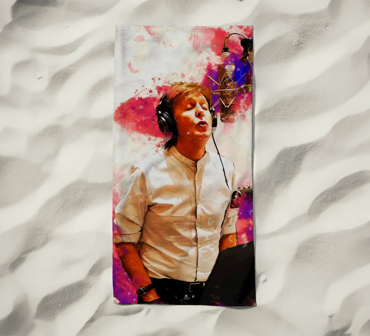 Macchia di ritratto Paul McCartney in studio telo mare da Gunawan Rb
