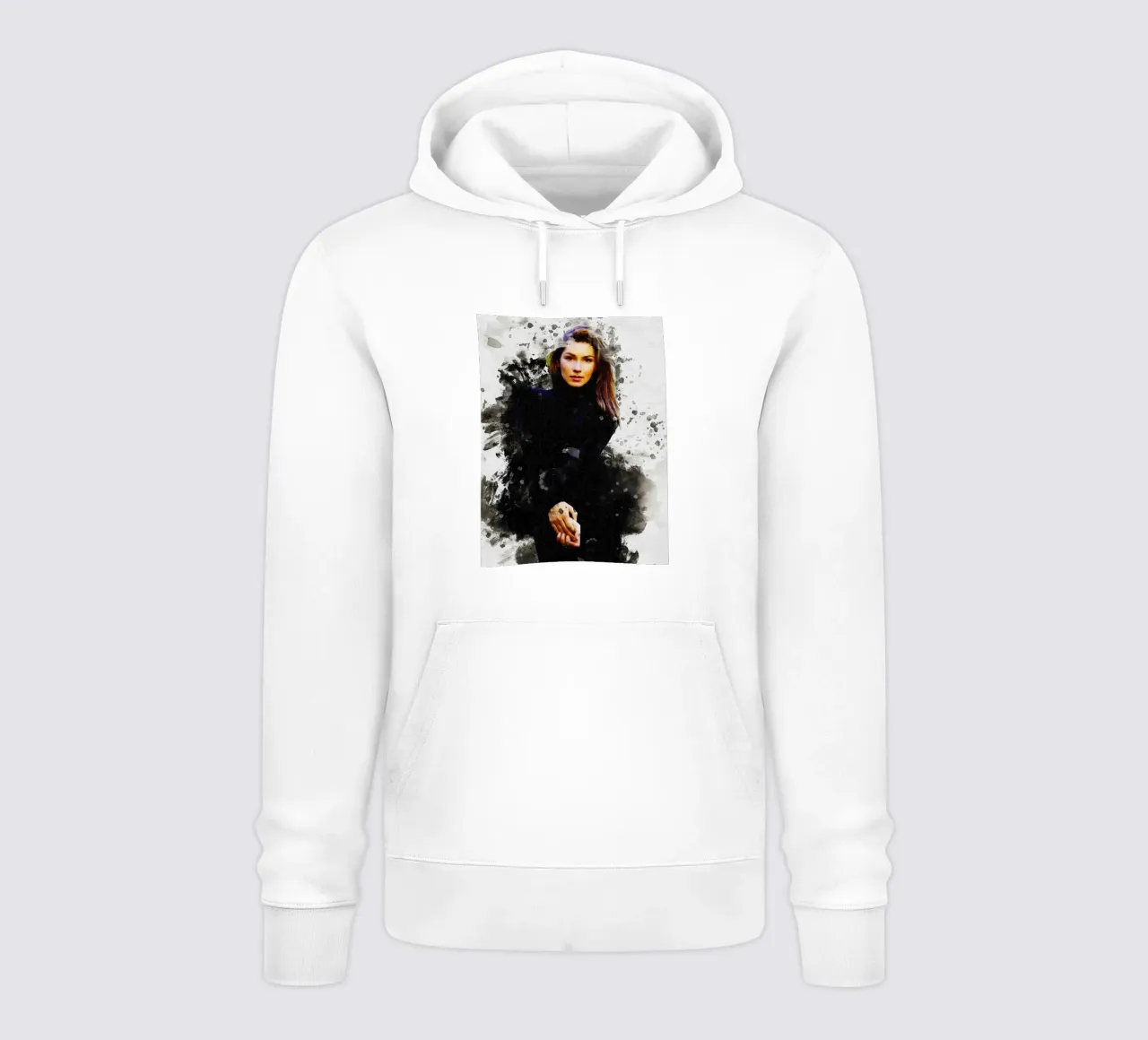 Macchia di ritratto Shania Twain felpa con cappuccio da Gunawan Rb
