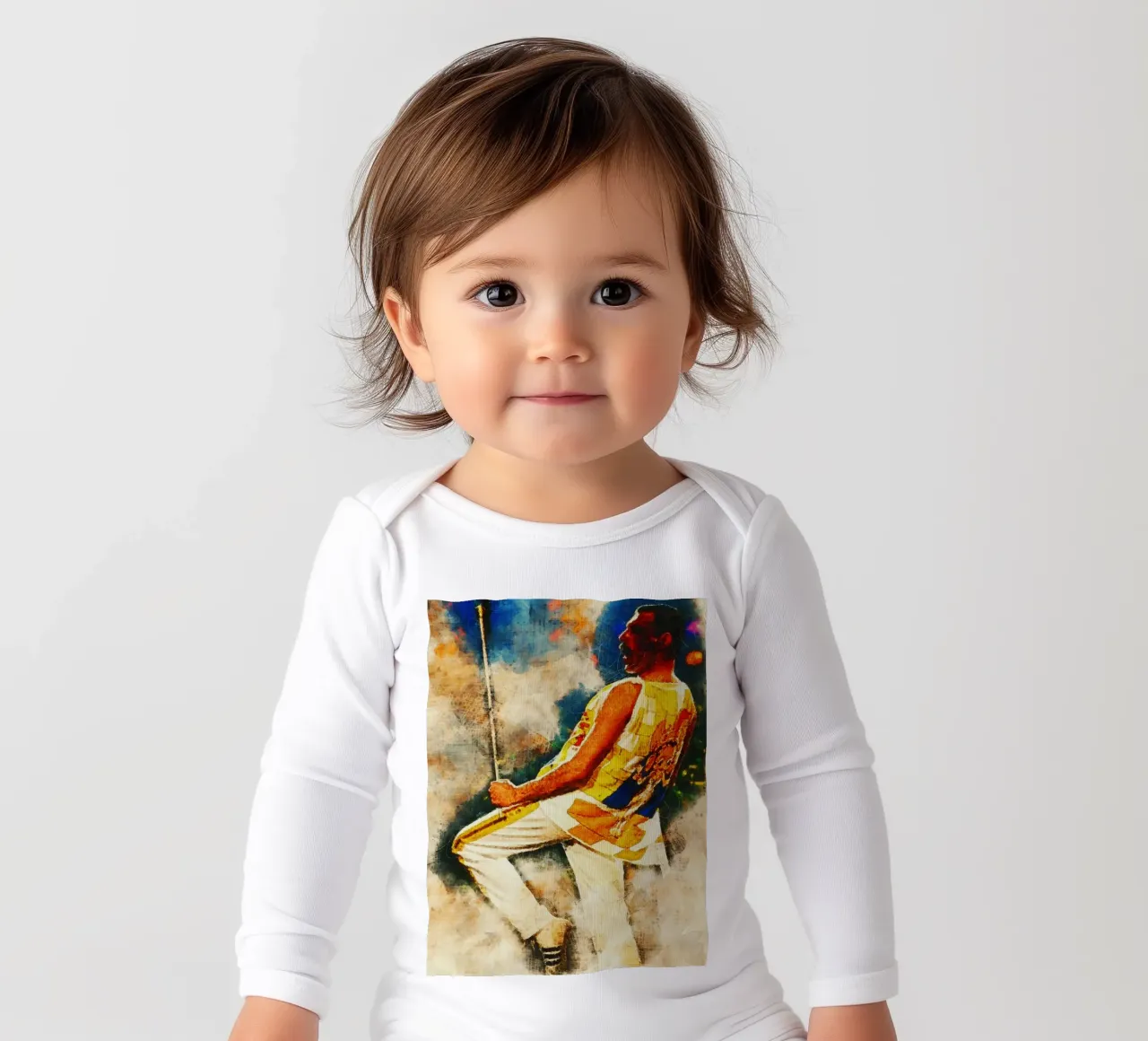 Portretteken Freddie Mercury Live babyrompertje lange mouwen van Gunawan Rb