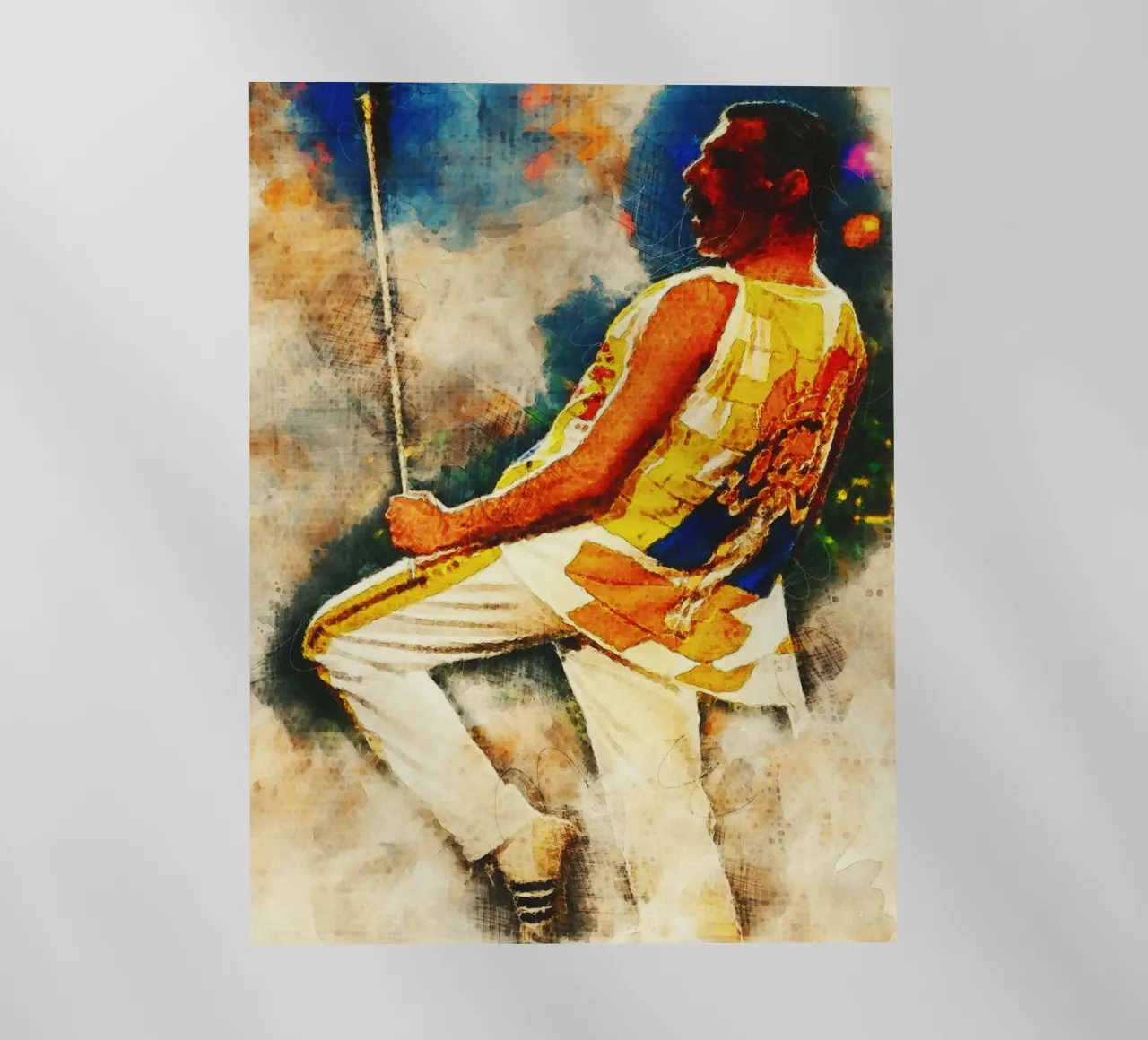 Smudge of Portrait Freddie Mercury en directo lámina retroiluminada de Gunawan Rb