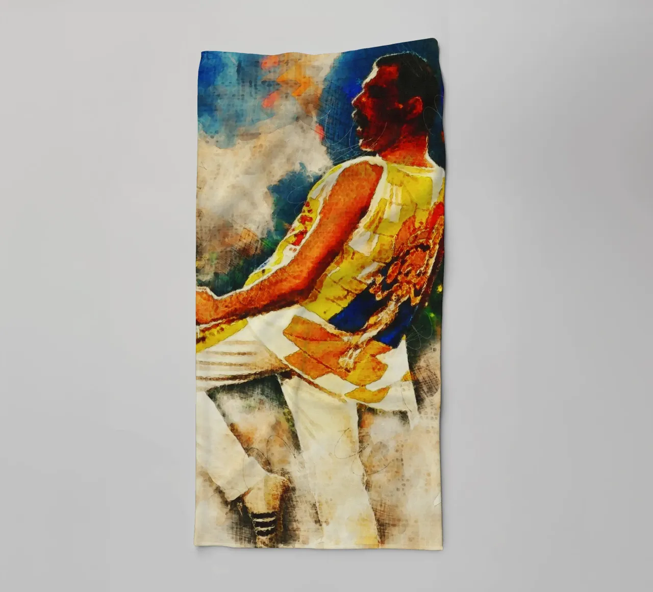 Smudge of Portrait Freddie Mercury en directo toalla de baño de Gunawan Rb