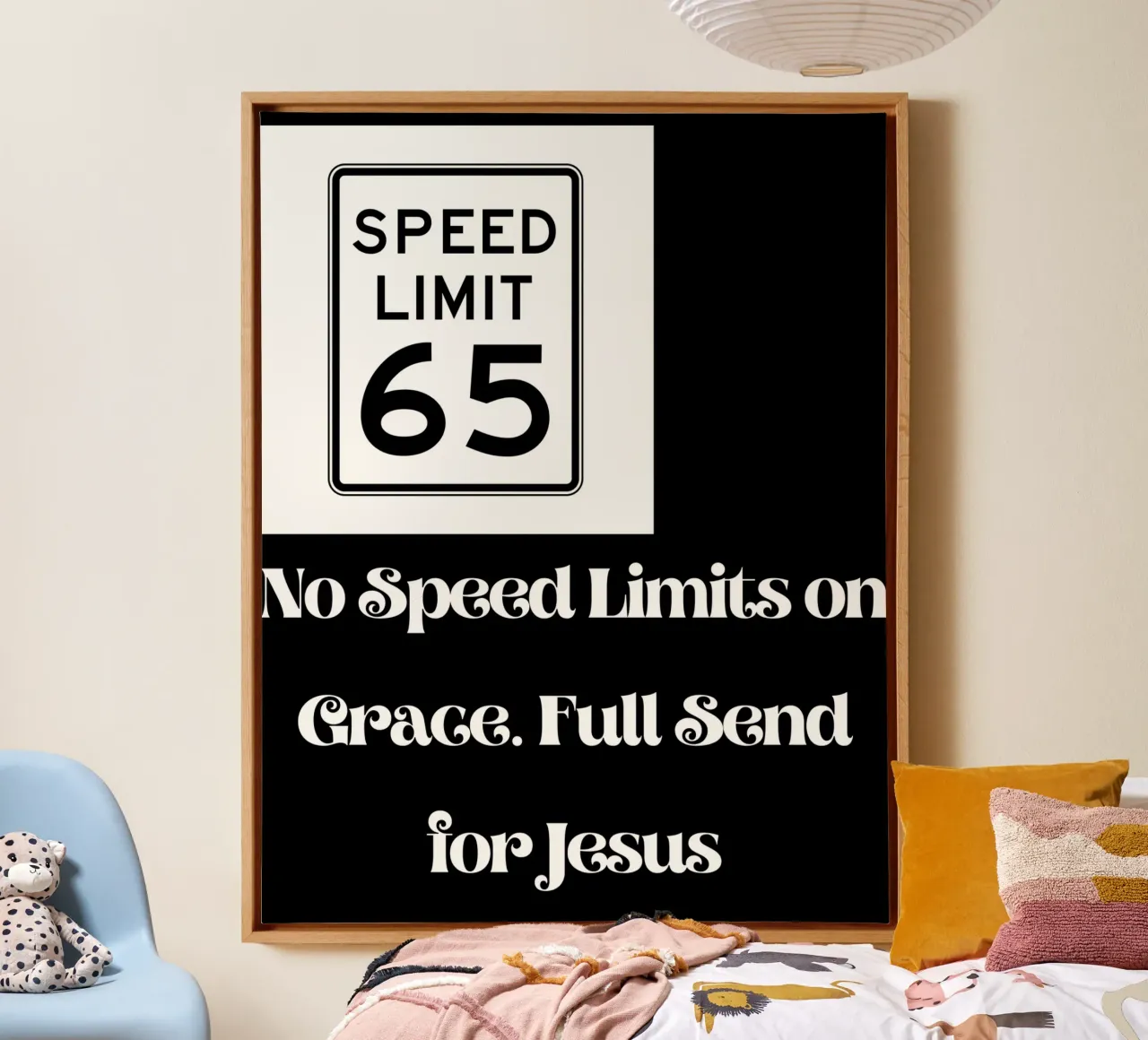 No speed limits on grace Tee, Christliche Glaubensbekleidung Unisex Leinwand mit Schattenfugenrahmen von Lionandlamb