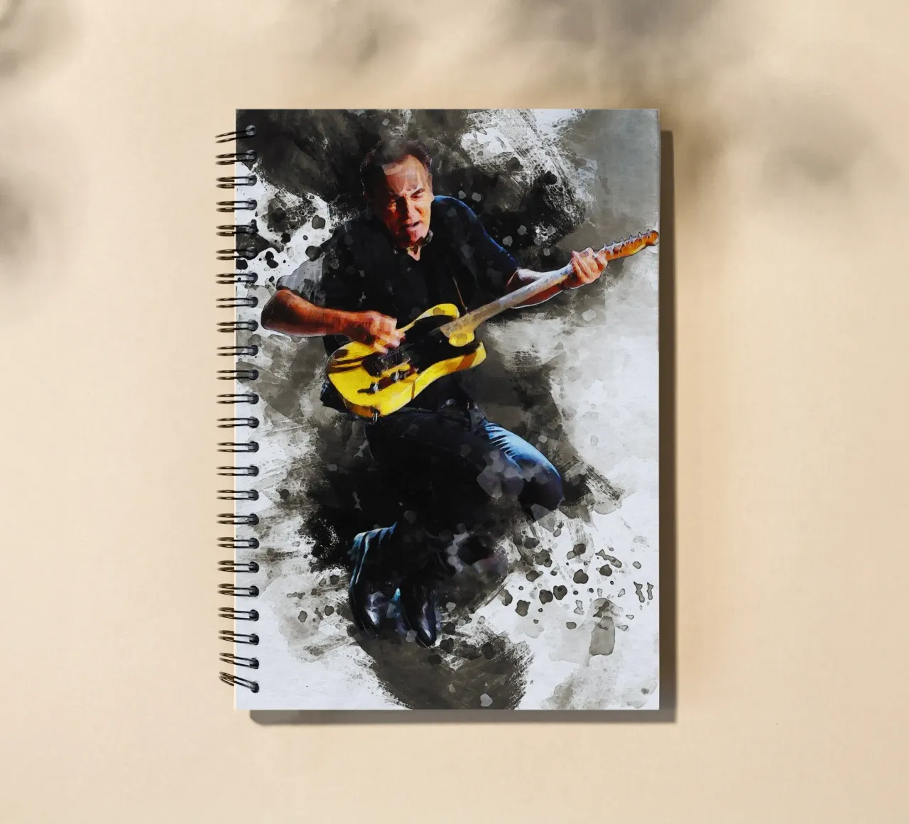 Smudge of Bruce Springsteen jump in concert spiral notebook by Gunawan Rb