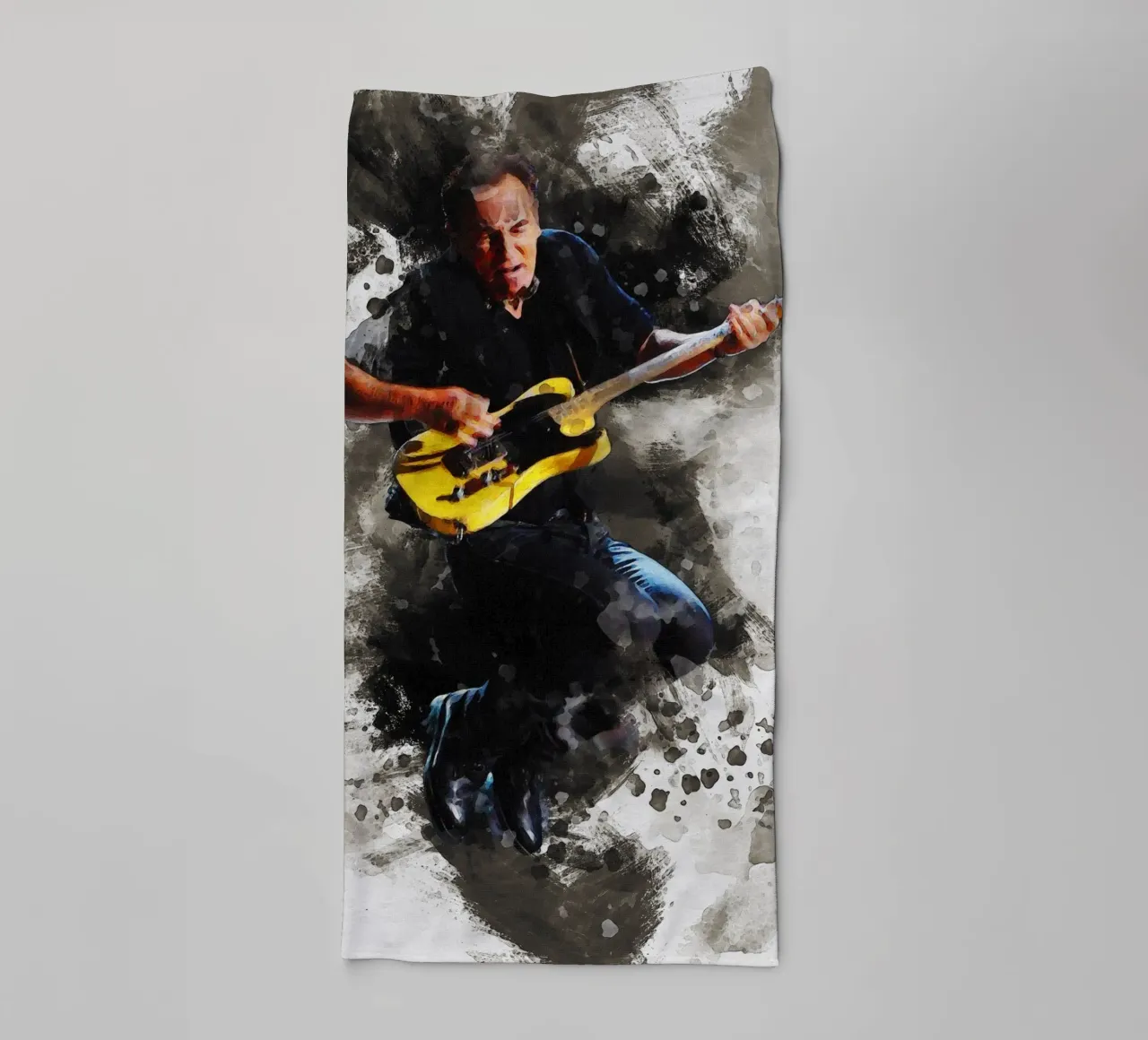 Smudge of Bruce Springsteen jump in concert towel by Gunawan Rb