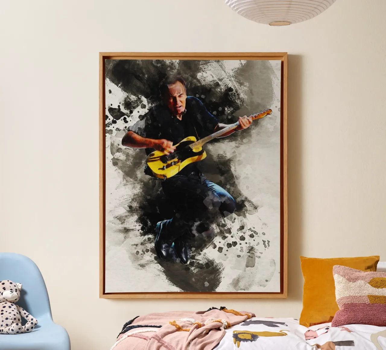 Smudge of Bruce Springsteen jump in concert canvas by Gunawan Rb