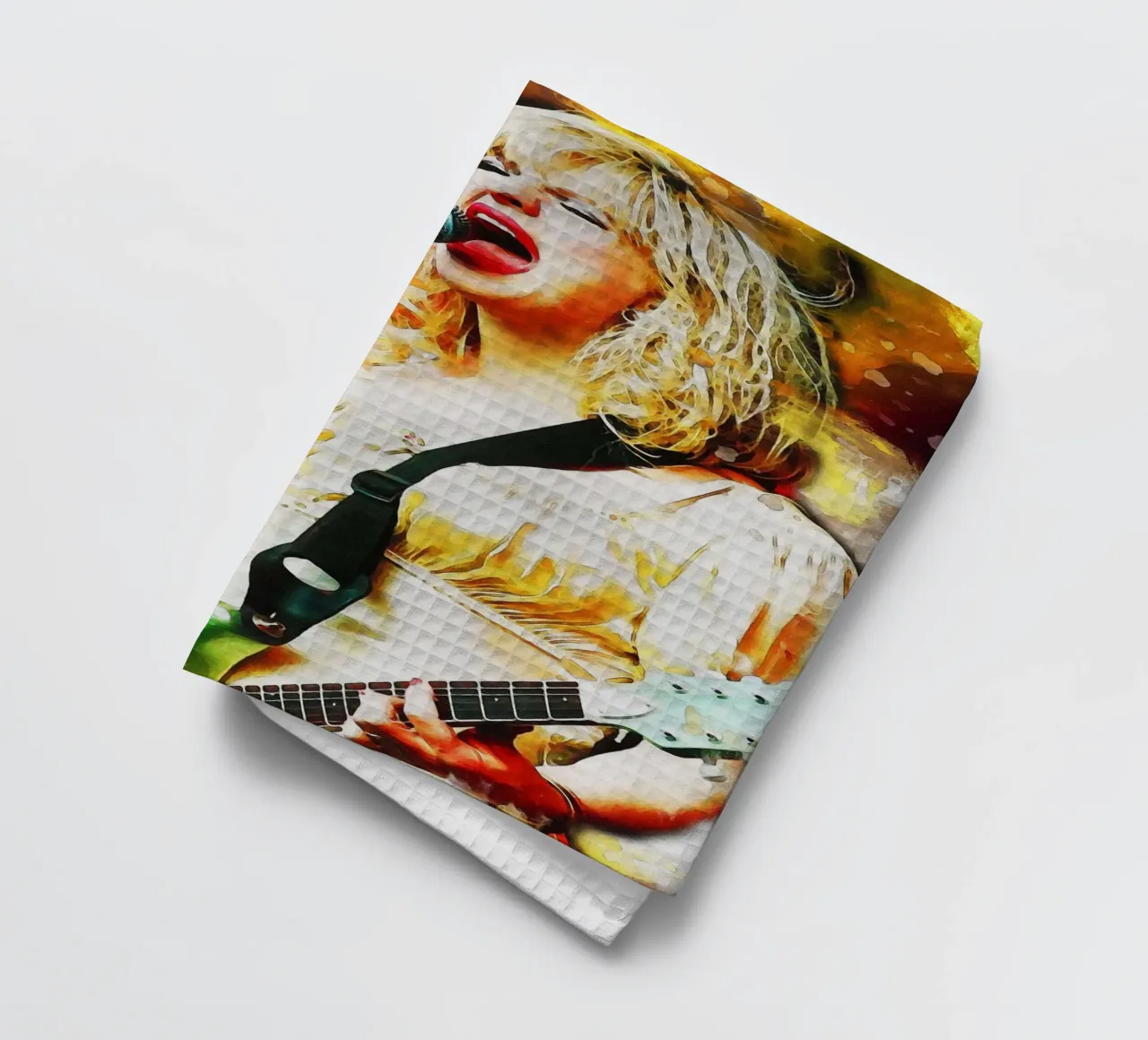 Smudge of Portrait Courtney Love tea towel by Gunawan Rb