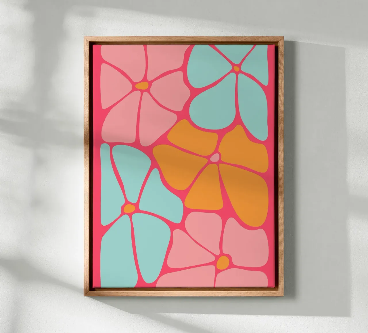 Gewaagde abstracte bloemen, Dopamine kunst canvas met Baklijst van pdigitalprints