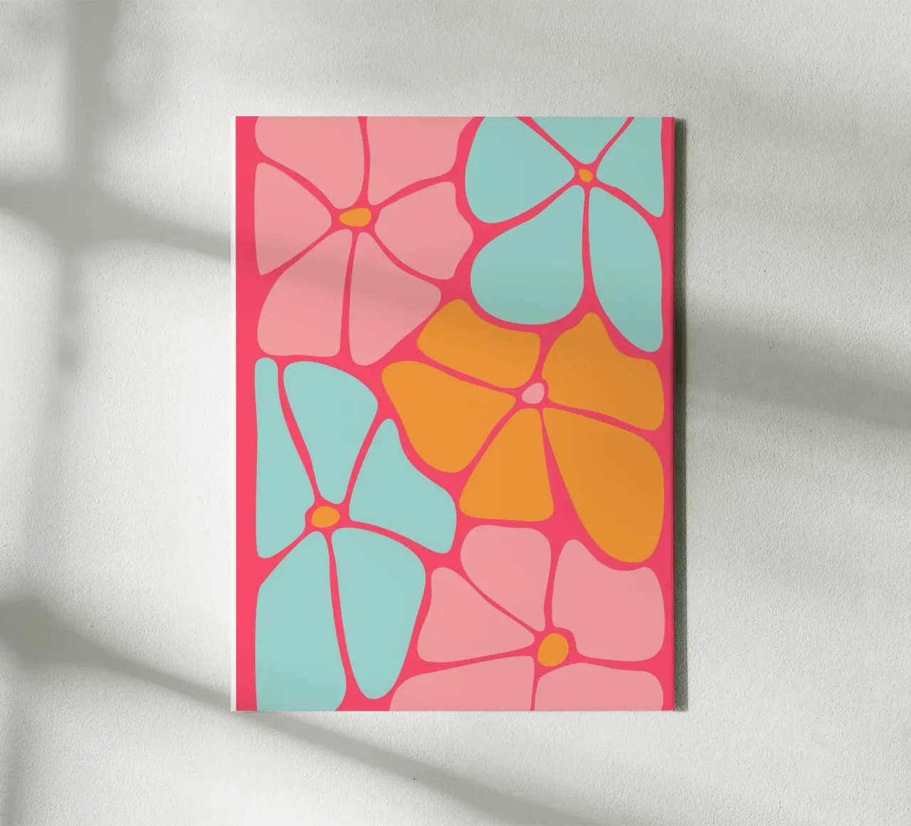 Gewaagde abstracte bloemen, Dopamine kunst canvas met Baklijst van pdigitalprints