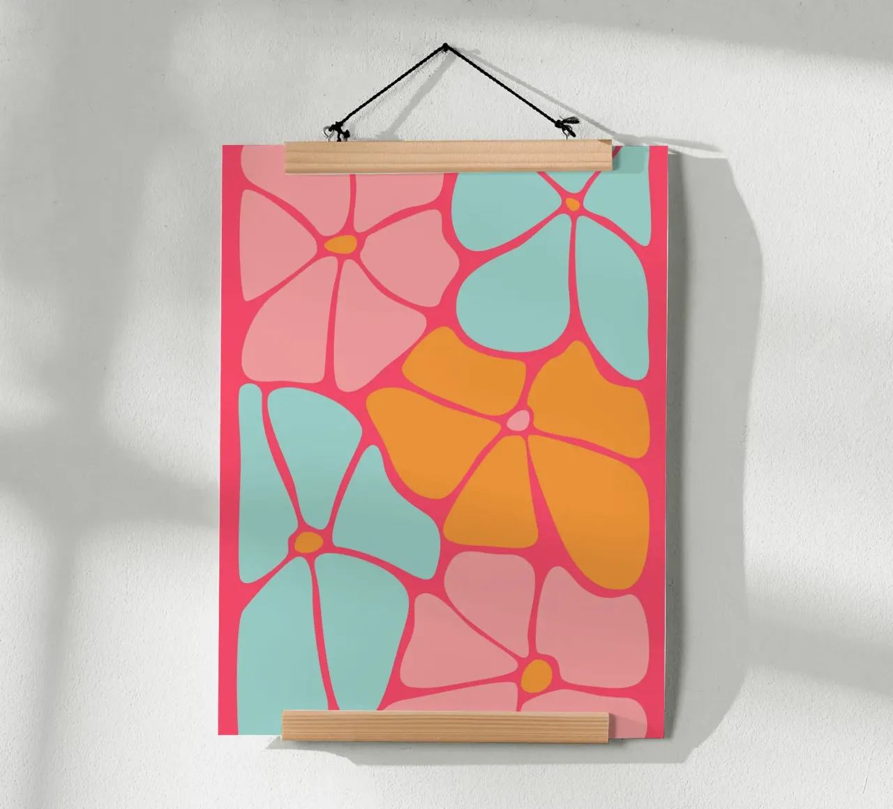 Fiori astratti in grassetto, arte della dopamina poster con telaio in alluminio da pdigitalprints