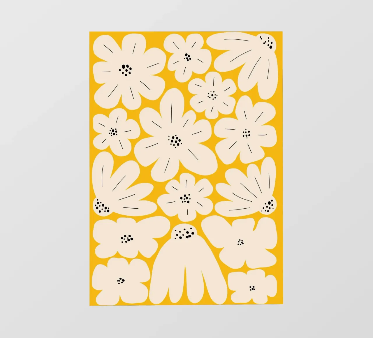Bold abstract floral art, Yellow photo wallpaper by pdigitalprints