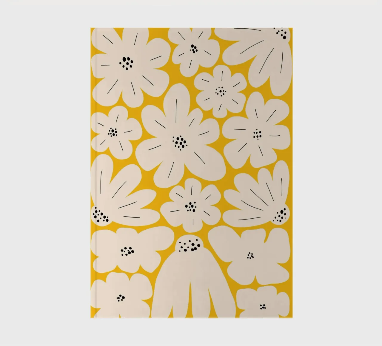 Bold abstract floral art, Yellow notebook by pdigitalprints