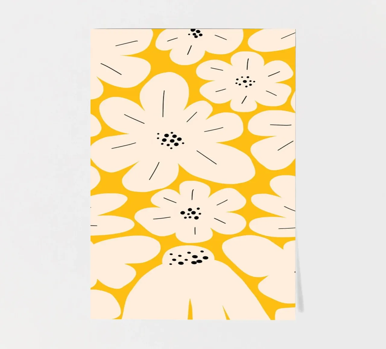 Bold abstract floral art, Yellow sticker sheet by pdigitalprints