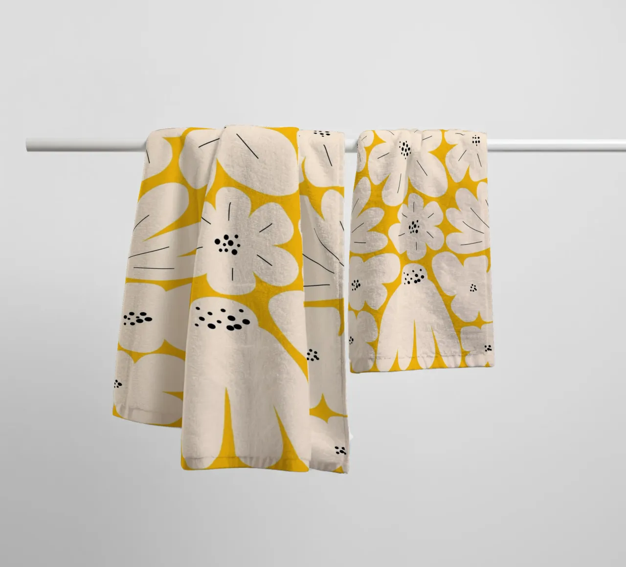 Art floral abstrait audacieux, jaune serviette de bain de pdigitalprints