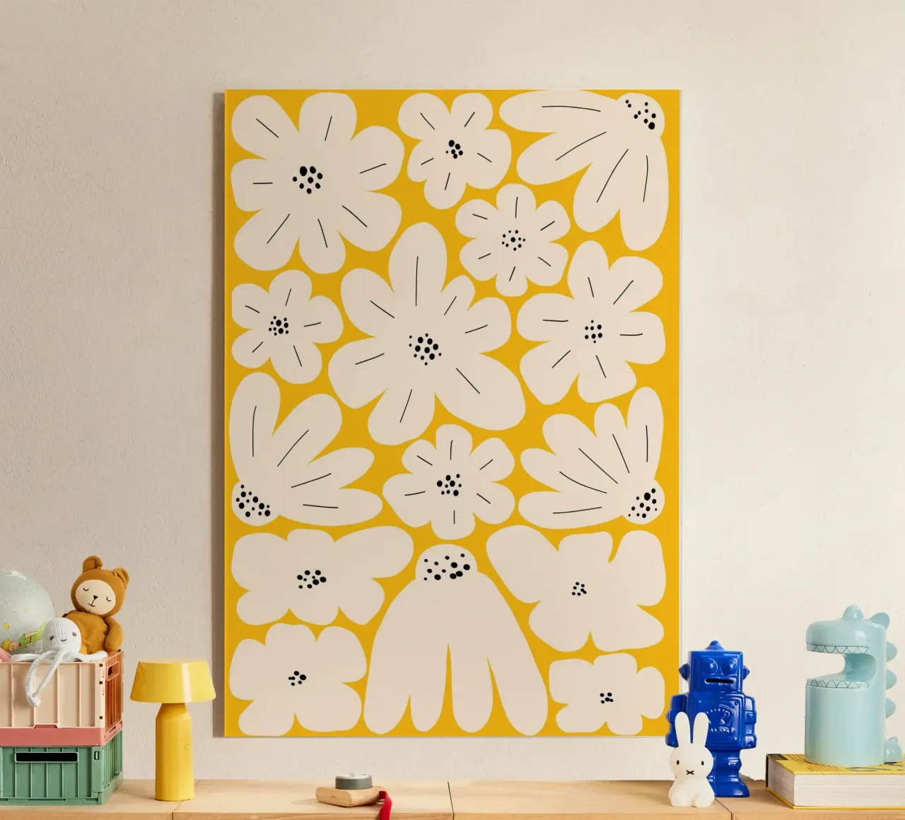 Gewaagde abstracte bloemsierkunst, Geel acryl van pdigitalprints