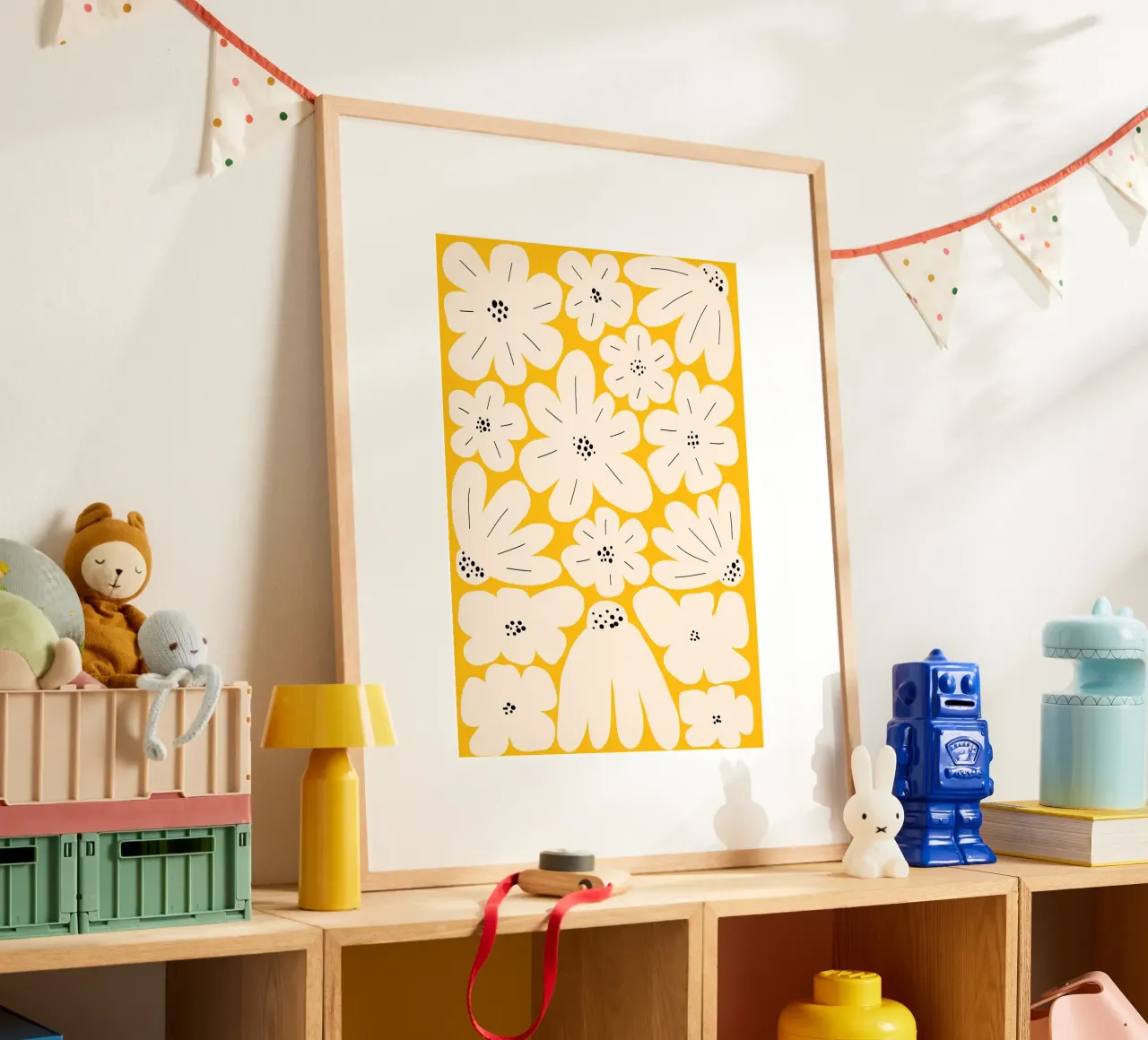 Bold abstract floral art, Yellow hahnemühle by pdigitalprints