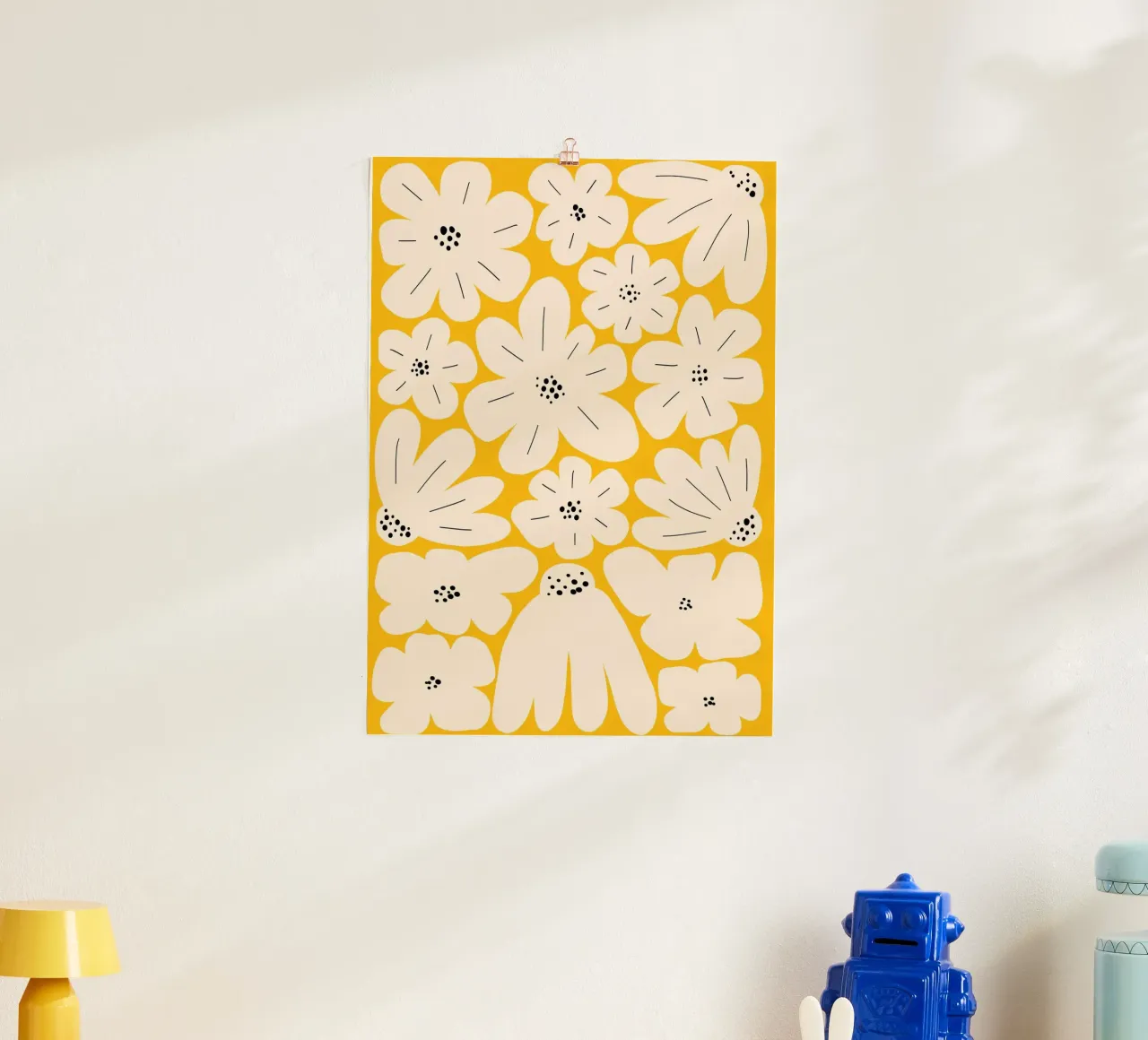 Bold abstract floral art, Yellow hahnemühle by pdigitalprints