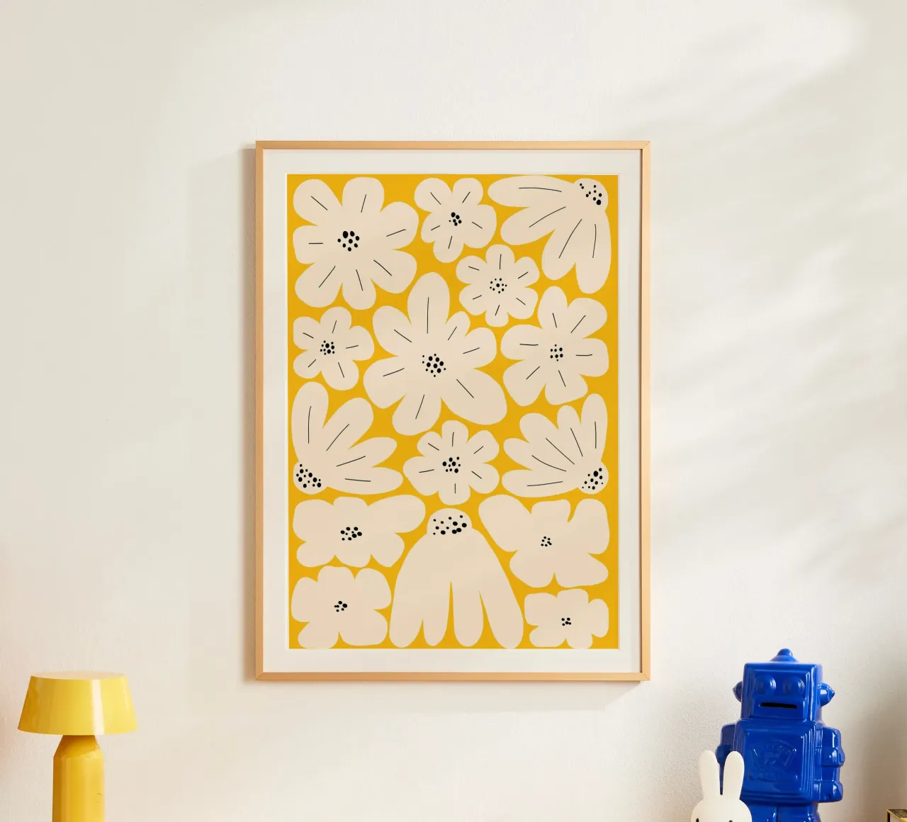 Bold abstract floral art, Yellow hahnemühle by pdigitalprints